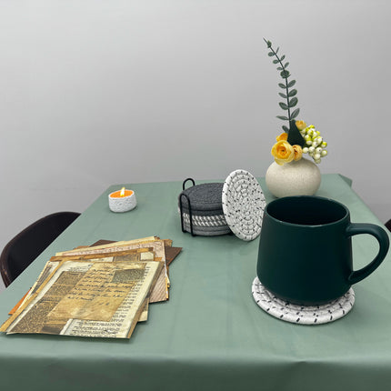 ULIECHIL Minimalist Cotton Drink Coasters (Set of 8 + Holder)