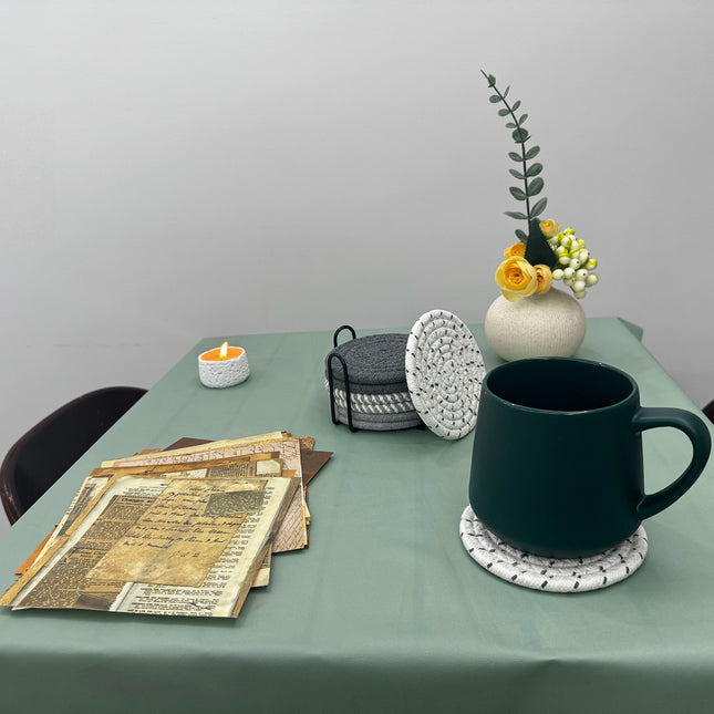 ULIECHIL Minimalist Cotton Drink Coasters (Set of 8 + Holder)