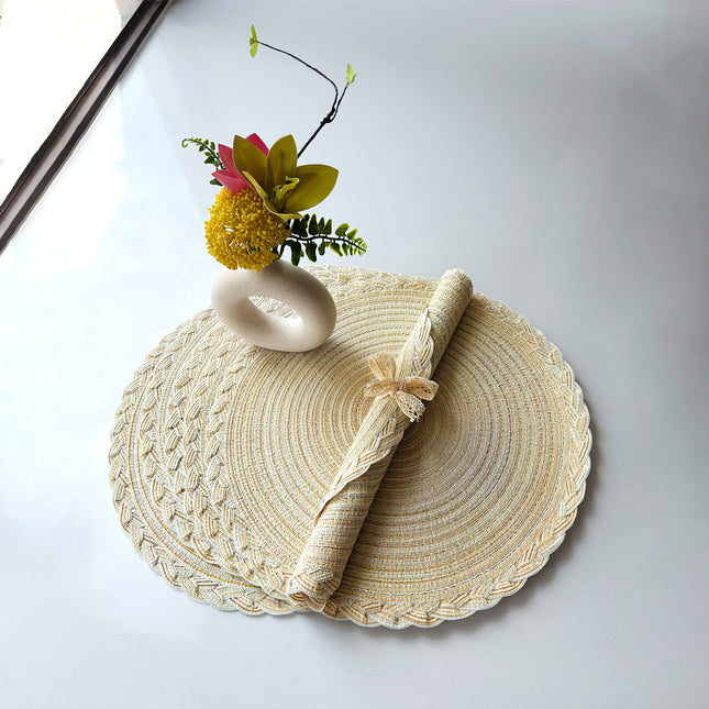 ULIECHIL 15" Braided Round Placemats (Set of 6)