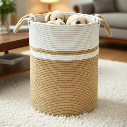 ULIECHIL 56L Large Woven Cotton Rope Laundry Basket