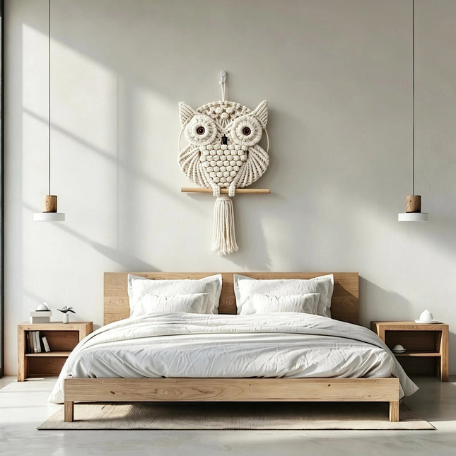 OWL Macrame Wall Hanging – Handwoven Cotton Rope