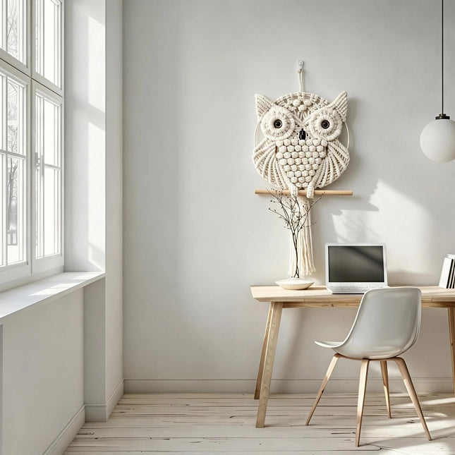 OWL Macrame Wall Hanging – Handwoven Cotton Rope