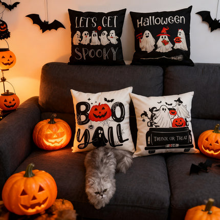 ULIECHIL 4 Pcs Halloween Pillow Covers