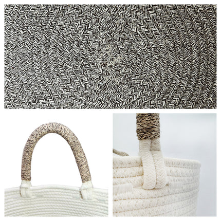 ULIECHIL 56L Large Woven Cotton Rope Laundry Basket