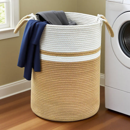ULIECHIL 56L Large Woven Cotton Rope Laundry Basket