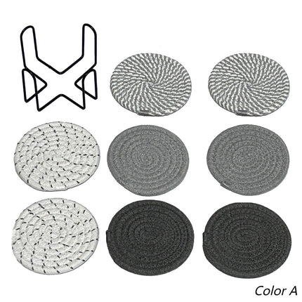 ULIECHIL Minimalist Cotton Drink Coasters (Set of 8 + Holder)