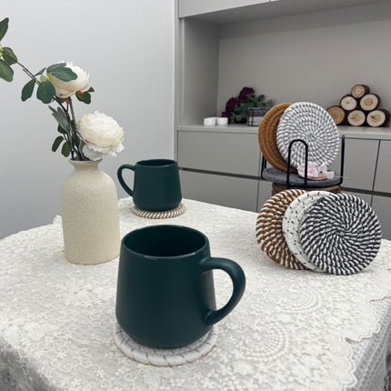 ULIECHIL Minimalist Cotton Drink Coasters (Set of 8 + Holder)