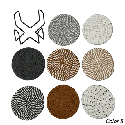 ULIECHIL Minimalist Cotton Drink Coasters (Set of 8 + Holder)