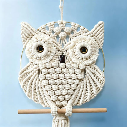 OWL Macrame Wall Hanging – Handwoven Cotton Rope