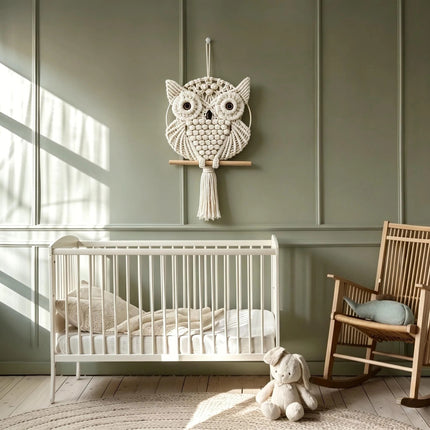 OWL Macrame Wall Hanging – Handwoven Cotton Rope