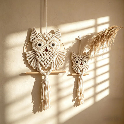 OWL Macrame Wall Hanging – Handwoven Cotton Rope