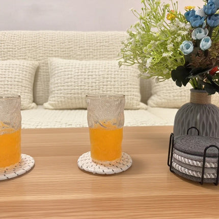 ULIECHIL Minimalist Cotton Drink Coasters (Set of 8 + Holder)